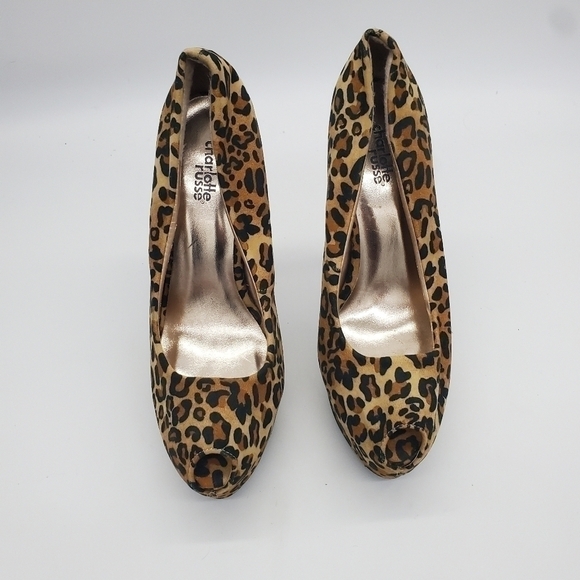 Charlotte Russe Peep Toe Platform Heels Women's 8 Leopard Print Shoes - Picture 2 of 10